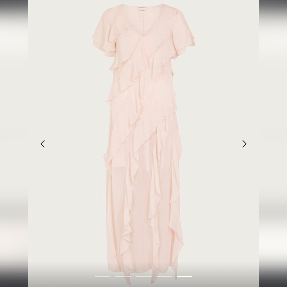 Monsoon Renata Ruffle Maxi Dress Pink